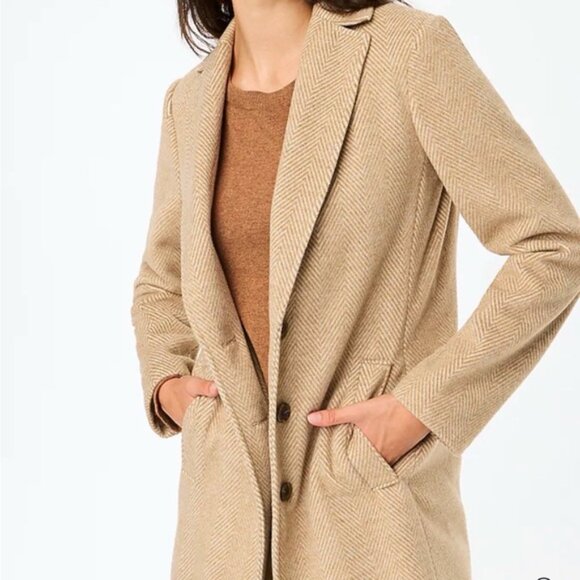 J. Crew Factory Herringbone Topcoat Blue EUC sz 12 - Picture 3 of 8